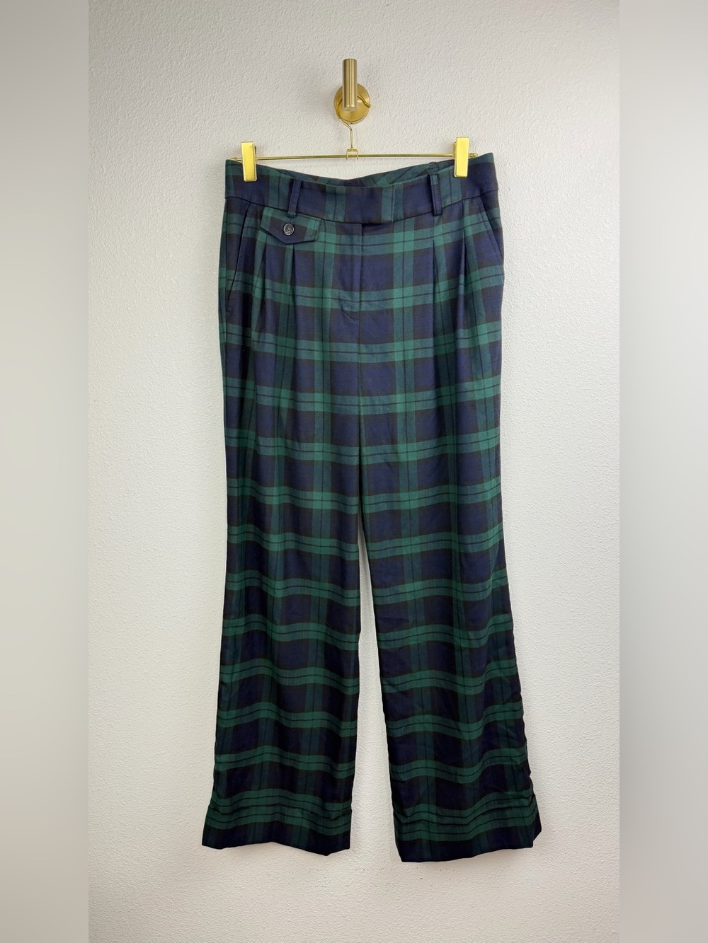 Brooks Brothers Tartan Plaid Wide Leg Trousers Pants Size 4 - Picture 2 of 13